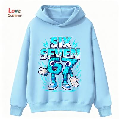 67 Six Seven Italian Brainrot Hoodie Funny Graphic Pullover Girls Boys Fleece Warm Kids Fall Hoodie Casual Unisex Sweatshirt