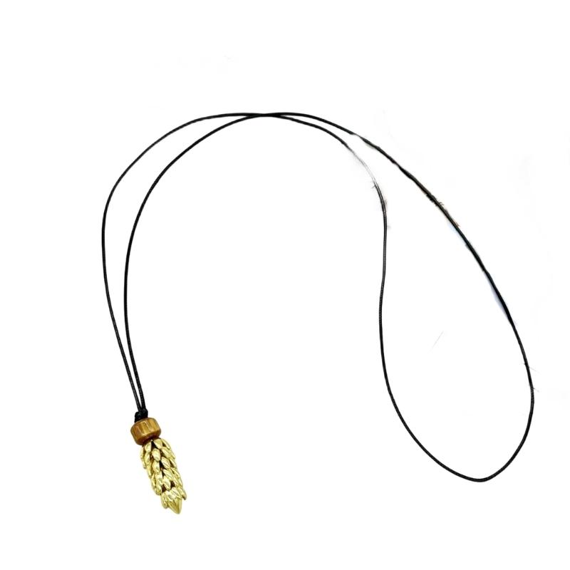 

Sophisticated Pinecone Charm Necklace Eye Catching Metal Detail On Adjustable Black PU Rope Gift For Her