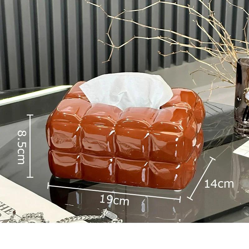 Creative Rectangular Bread Shaped Tissue Box Coffee Table Desk Decoration Ceramic Tissue Box Bedside Table Paper Towel Case