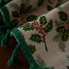 Tablecloth Christmas Holly Leaf Bronzing Berry Print Festive Table Cloth Cover Coffee Table Rectangle