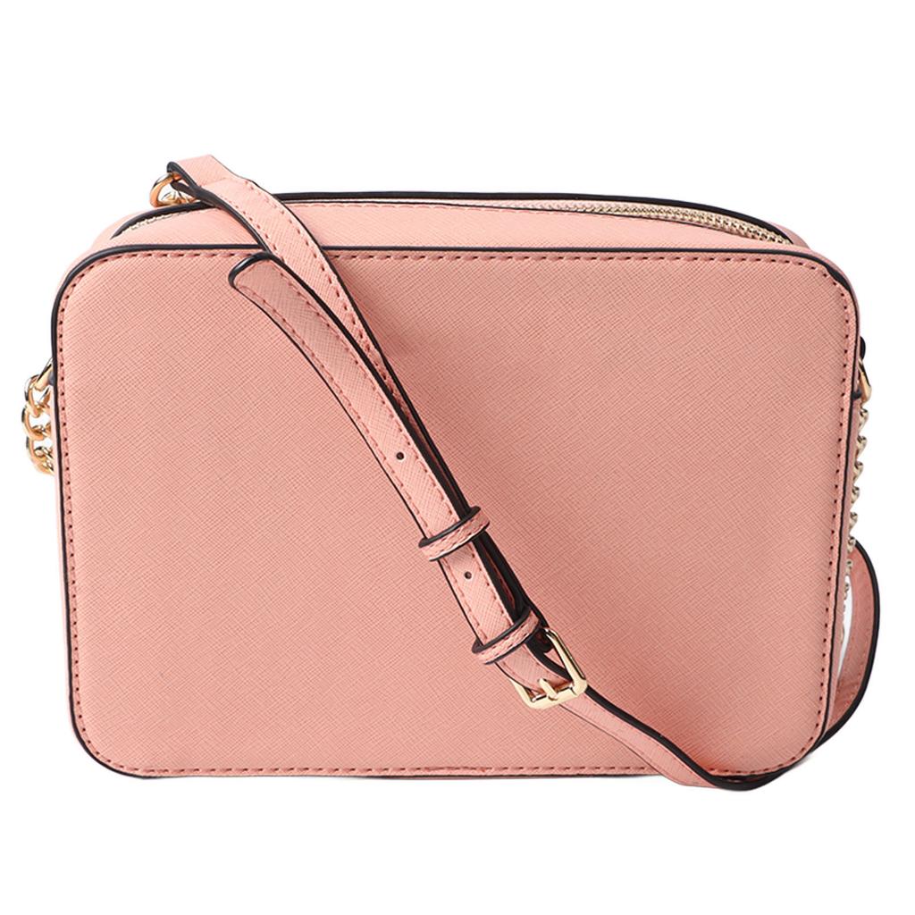 Women Chain Shoulder Bag Adjustable Large Capacity Zipper Vintage PU Shoulder Bag Pink Free Size