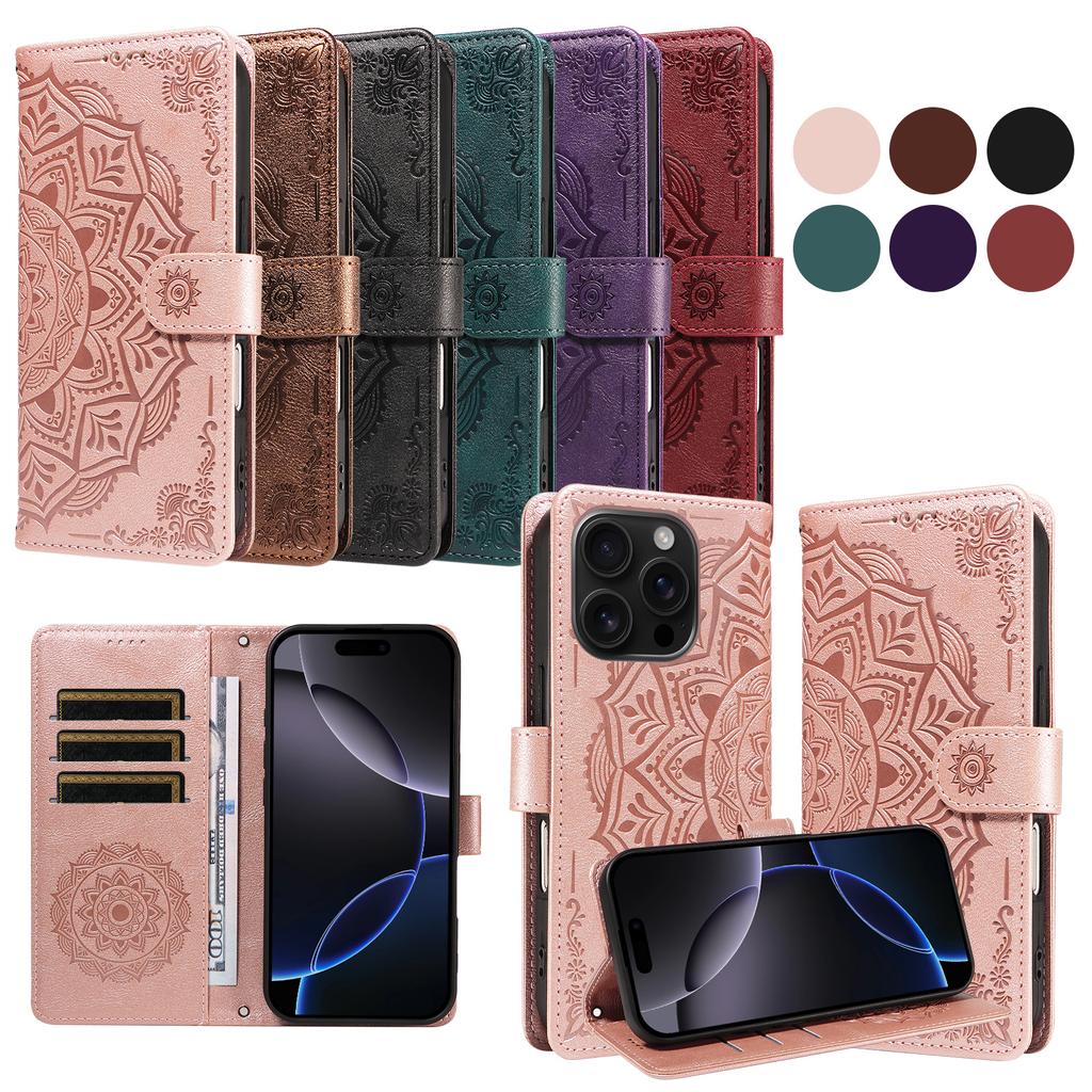 Flip Wallet Case For Samsung Galaxy A33 A53 A73 A22 A32 A52 A72 A42 A17 A16 A15 A14 A13 A12 4G 5G Leather Cover Mandala Embossed