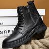 The First Layer of Cowhide Men's Boots, the New Casual Leather Boots In the Autumn of 2025, Men's Simple Leather Lace-up Zipper High-top Boots