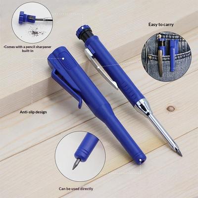 2.8 Mm Carpenter'S Pencil Set With Protective Cover And Sharpener 2B Leads Woodworking Tools Carpenter Engineers Supplies