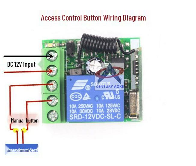 12V Single Channel Remote Control Switch for Electric Lock - Jog Controller with Passive Signal Output