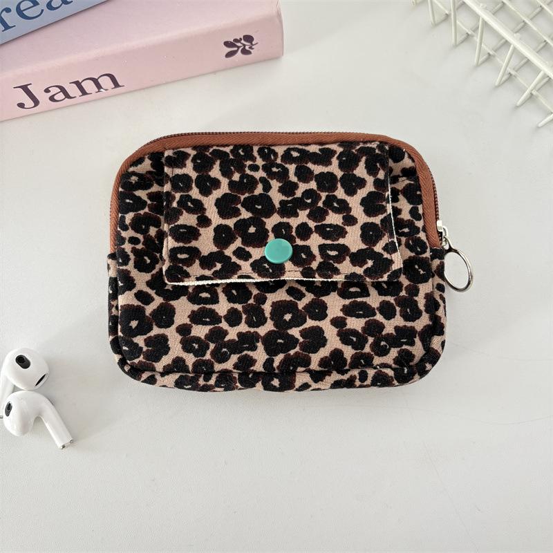 New Flower Dot Bow Print Color Coin Purse Square Hasp Zipper Corduroy Money Card Lipstick Wallet Portable Mini Card Holder Wallet