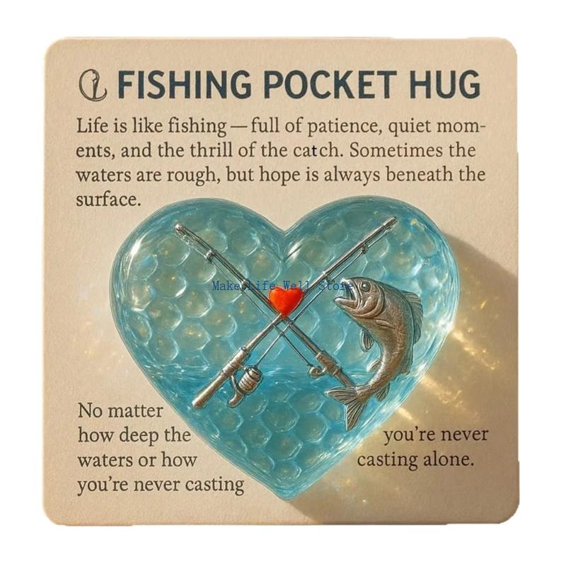 

Acrylic Fishing Rod Heart Keepsakes Encouraging Pocket Gift For Lake Lover