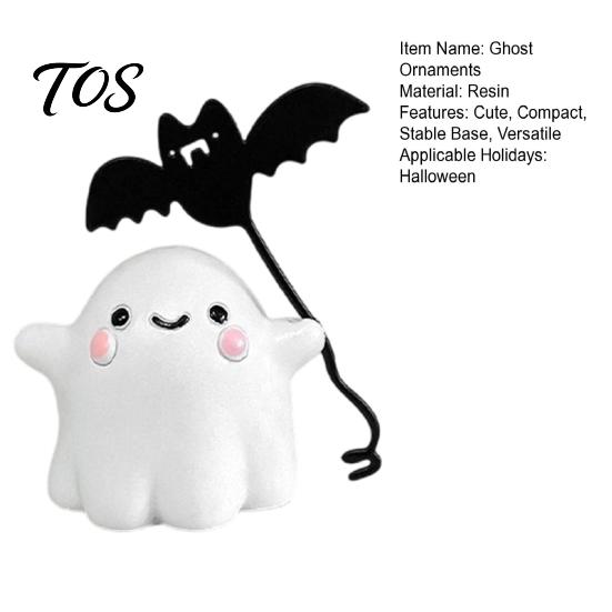 Decorative Ghost with Bat Balloon Walking Dog Resin Figurine, Cute Holding Statue, Spooky Halloween Room Decor Desktop Decor, Mini Stable Base