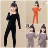 Girls' Fleece-Lined Thermal Underwear Set for Fall and Winter
