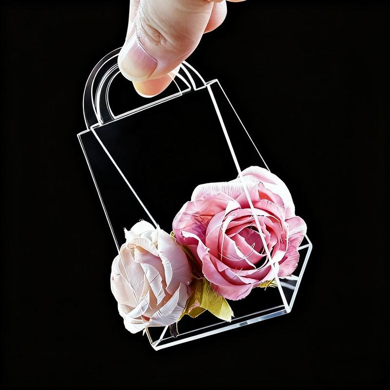 40 Pcs Transparent Wedding Hand Gift Box Wedding Luxury Acrylic Present Box Valentine's Day Gift Boxes Chocolate Flower Basket