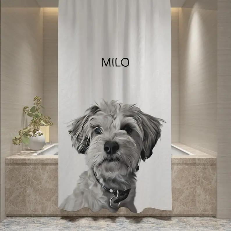Custom Pet Photo Shower Curtain - Dog & Cat Bath Decor For Unique Bathtub Curtains
