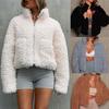 2024 Women's Lambswool Plush Cardigan Short Jacket - European/American Fashion for Autumn and Winter.