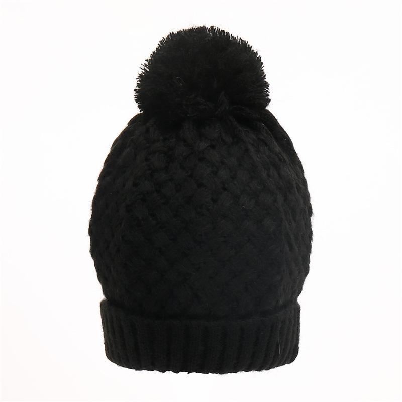 Winter Velvet Corn Hat Cute Wool Ball Solid Color Knitted Hat Warm Toe Cap Women'S Wool Hat Versatile