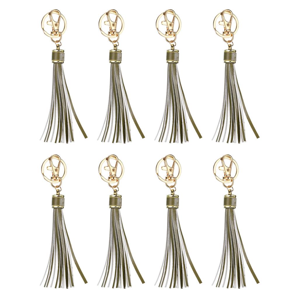 8pcs PU Leather Tassels PU Tassels with Key Rings Tassel Curtain Bag Tassel for Jewelry Making Phone Straps Handbag DIY Crafts