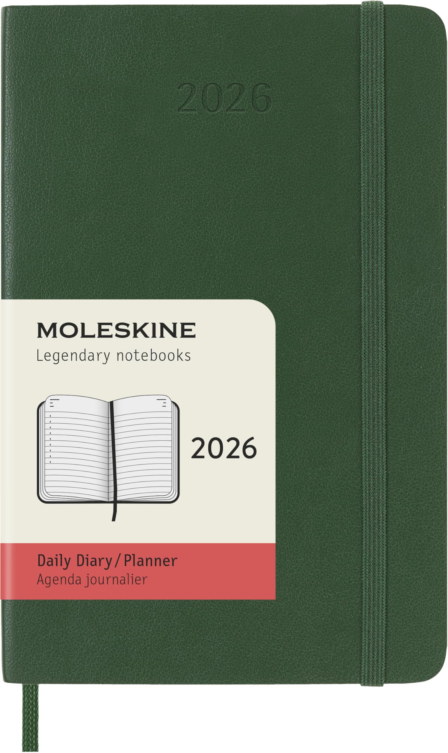 

Moleskine 2026 Ежедневник Карманного формата x Мягкий Мирт, начиная с января Планировщик, 12-месячный дневник, (9см 14см), Крышка, Зеленая, DSK1512DC2Y26,