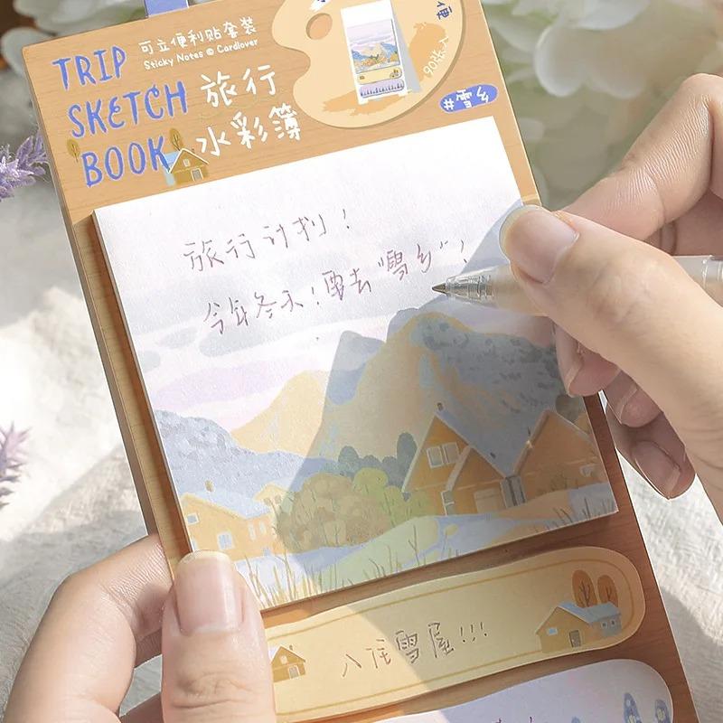 1Pc Beautiful Travel Natural Scenery Memo Pad Multi-functional Planner Scrapbook Journal Note Tag Sticker Deco Label Sticky Note
