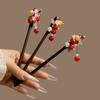 1pc Vintage Chinese Hair Sticks: Wooden with Colorful Beads,Flowers & LeavesAdd Elegant Oriental Charm to Traditional Outfits