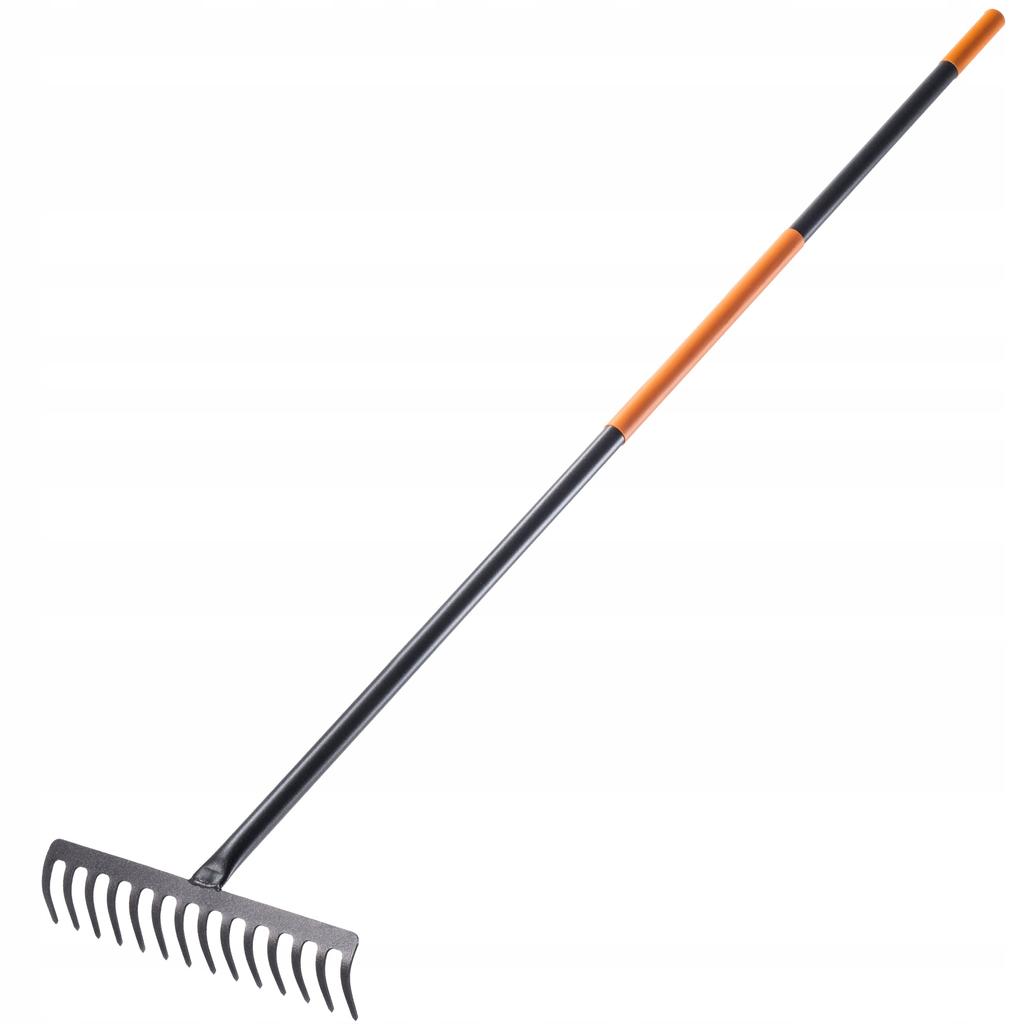 KADAX Metal Rake For Leaves Grass Stones Garden Solid 155cm With Handle
