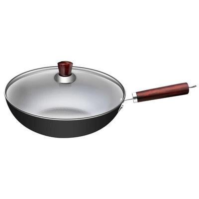 Wok ménager en aluminium non revêtu Sanjiaolong 32 cm