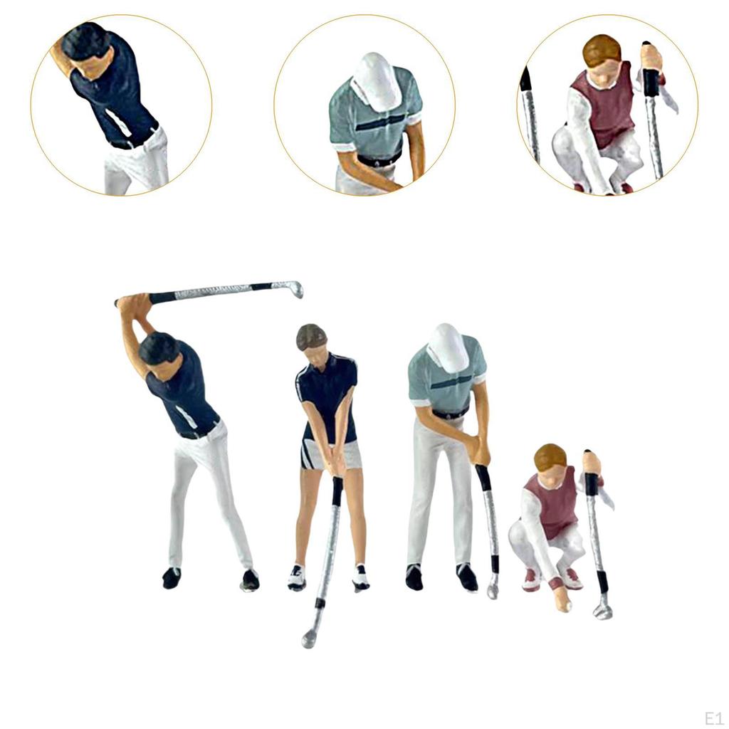 4Pcs 1/64 Scale People Figure Tiny Model Sand Table Ornament Mini Golfer Collectibles