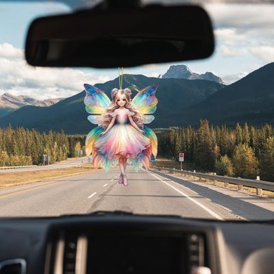 Prívesok do auta 2D Akryl Farebné Motýle Víla Prívesok Dekorácia do auta Závesná ozdoba na spätné zrkadlo