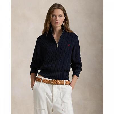 Women S Cable Knit Cotton Quarter Zip Sweater
