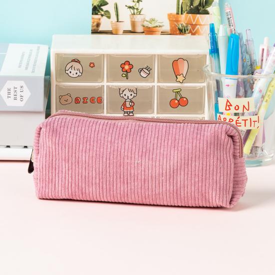 Corduroy Pencil Case Soft Small Pencil Pouch Organizer with Zipper Multifunctional Travel Makeup Coin Bag for Girls