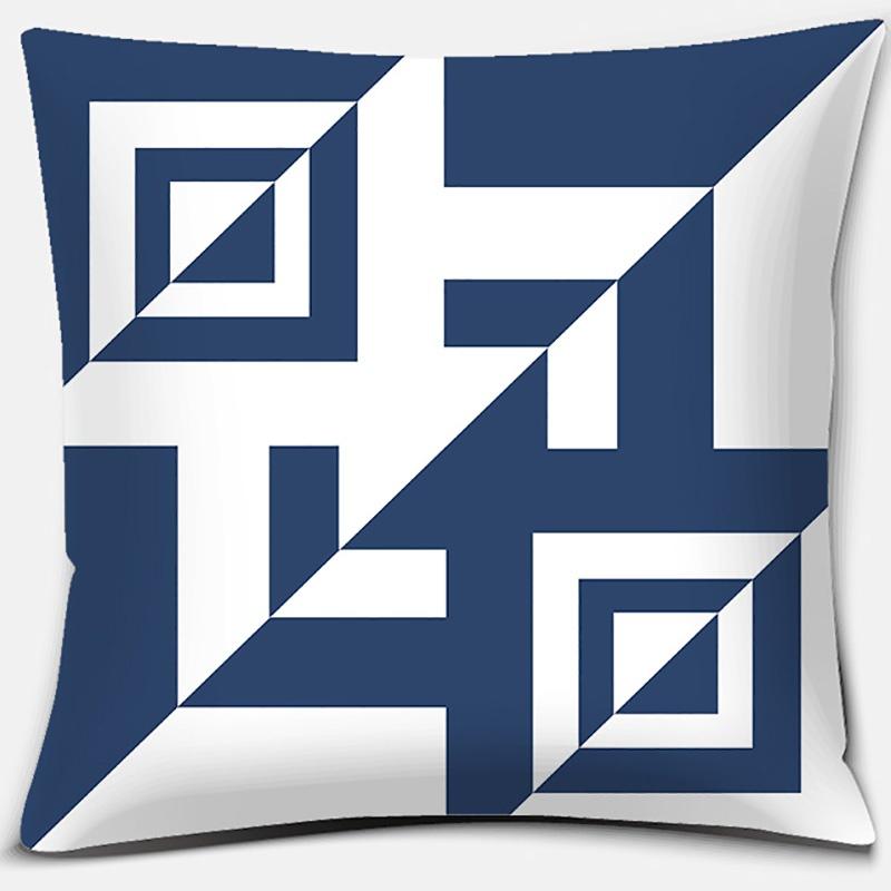 Geometric Collection Dark Blue Pattern Home Decor Pillowcase Square   Office