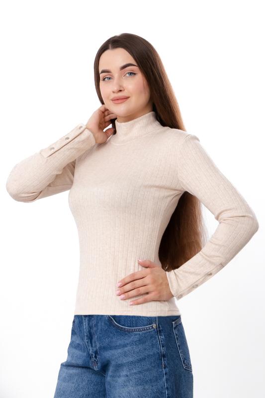 Women's Angora Long Sleeve Top – Decorative Buttons On Cuffs, Demi-season 8456-088 HC