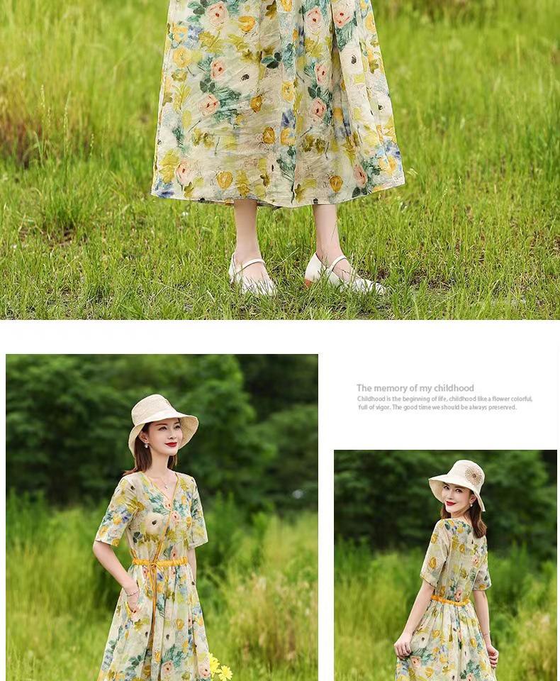 2026 Floral Summer Dress: Beach Style, Short Sleeve, Loose Fit, Cinched Waist, Plus Size.