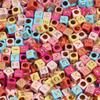 100pcs/lot 6mm Electroplated Acrylic Alphabet Beads Square Big Hole Loose Letter Beads For DIY Fashion Bracelet Necklace Jewelry