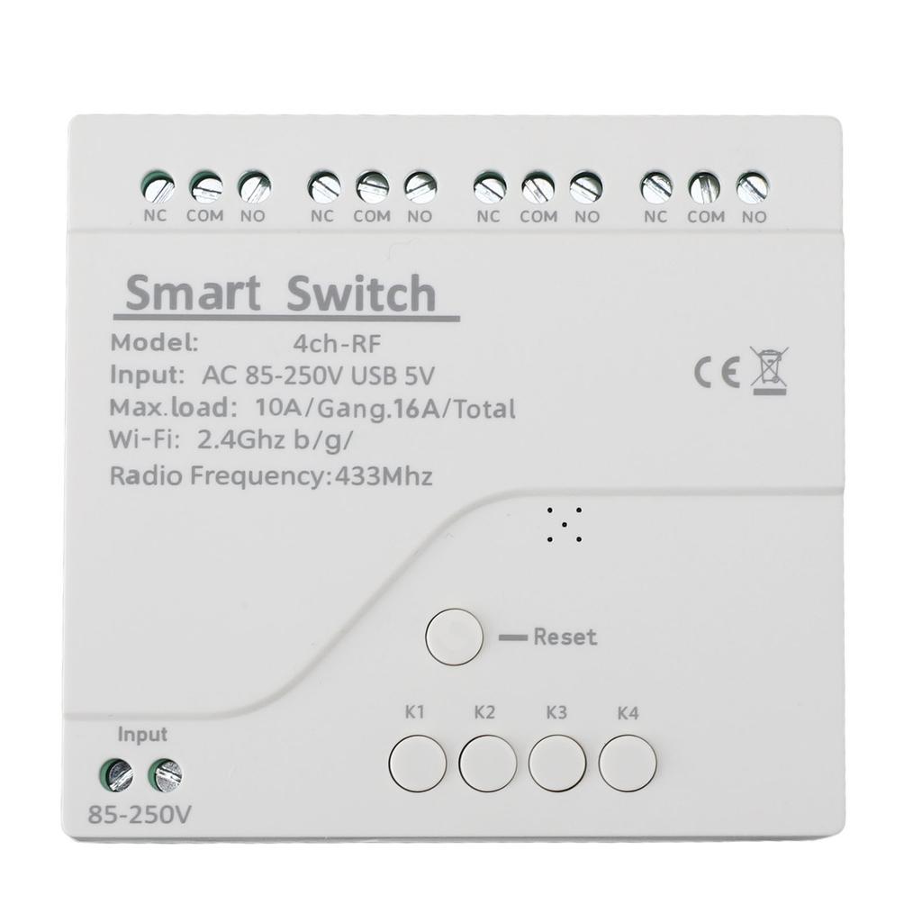 3500W 433mhz 4 Channel Intelligent Switch Timing Inching Interlock Remote Control Module Wireless Relay Switch 85V‑250V