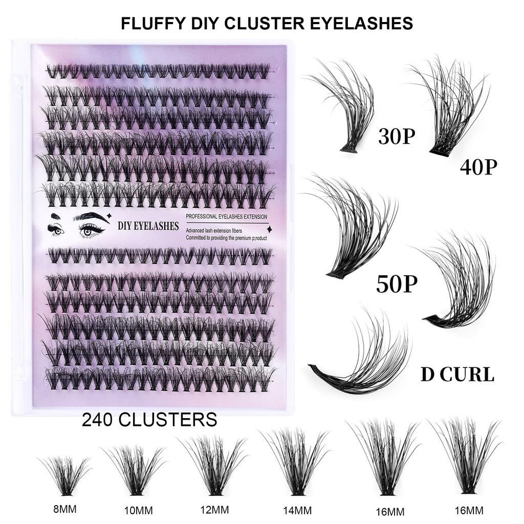Diy Segmented Fried Hair Single Cluster False Eyelashes 12 Rows Large Capacity Daily Makeup