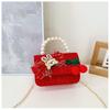 Lovely Red Velvet Tiger Head Handbag For Girls Trendy Crossbody Bag For Kids