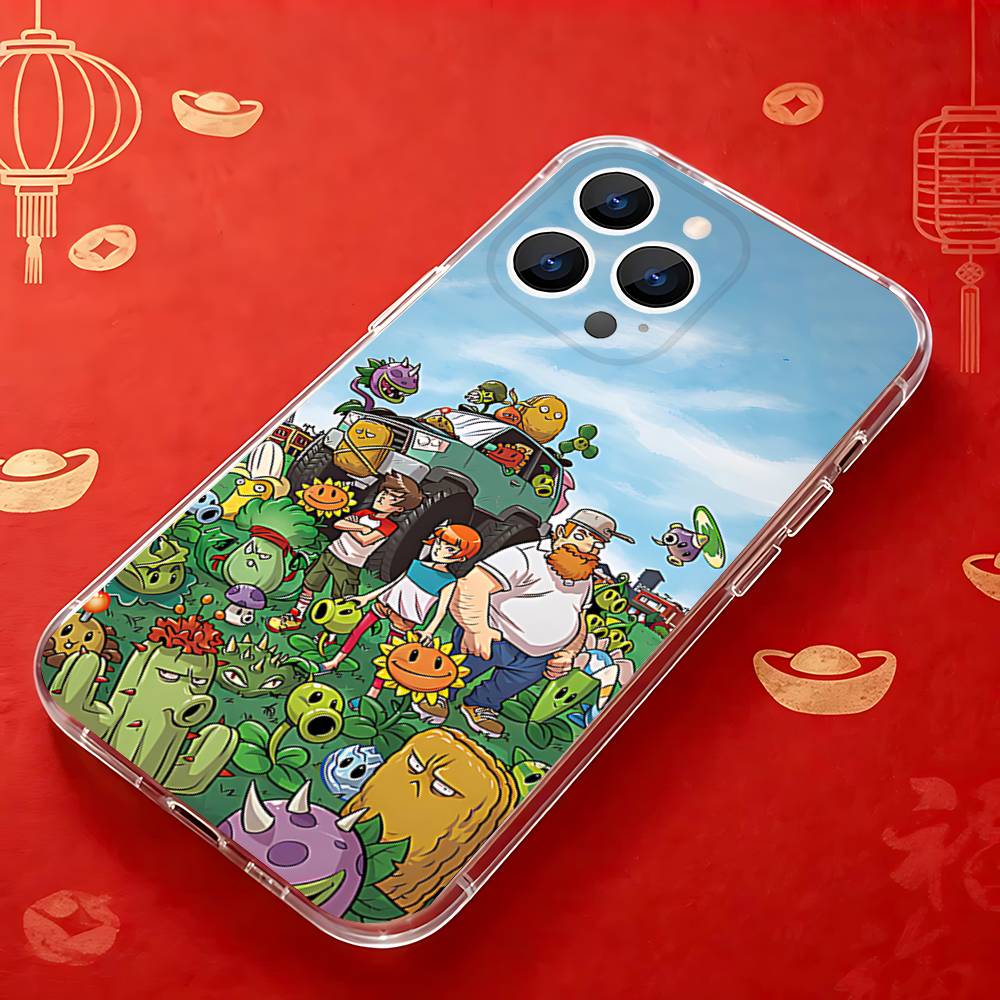 P-Plants  Zombies Game  Clear Phone case suitable for iPhone 11 12 13 14 15 16 17 Pro Max Plus X XS XR SE E Mini Protective Case
