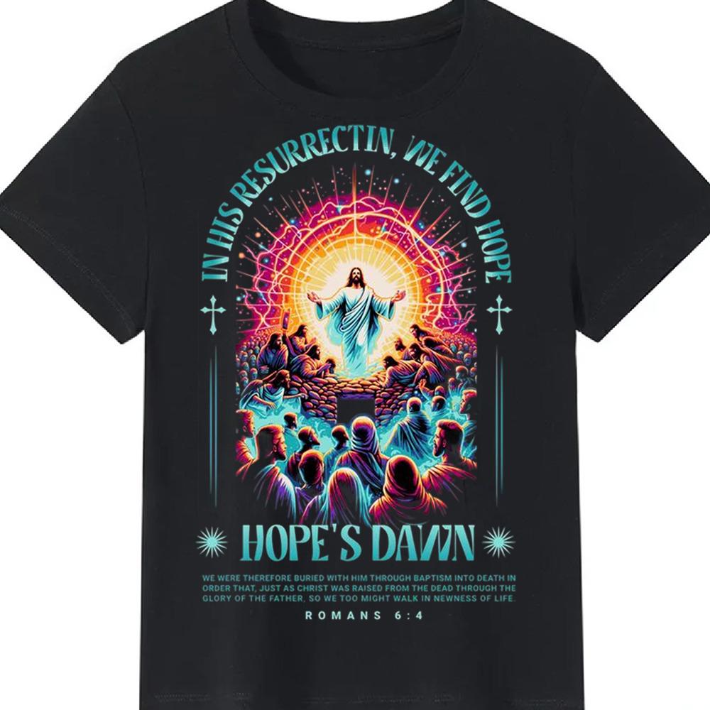 Religious Mythology Graphic T-Shirt Jesus Poseidon Archangel Michael Print Crew Neck Black Top