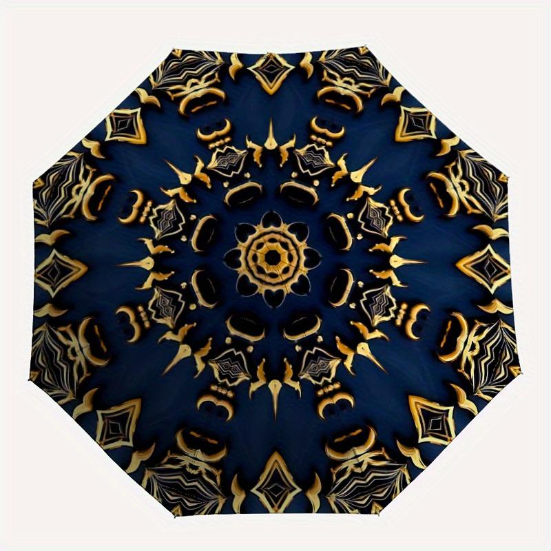 

1pc Golden Mandala Pattern Automatic Open, Sturdy Iron Frame, Compact Folding Design, All-Season Portable Umbrella for Women & Men, Outdoor
