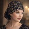 Full Coverage Headscarf Flower Embroidery Headband Cap Fashion Head Wrap Cap  Women Headwear