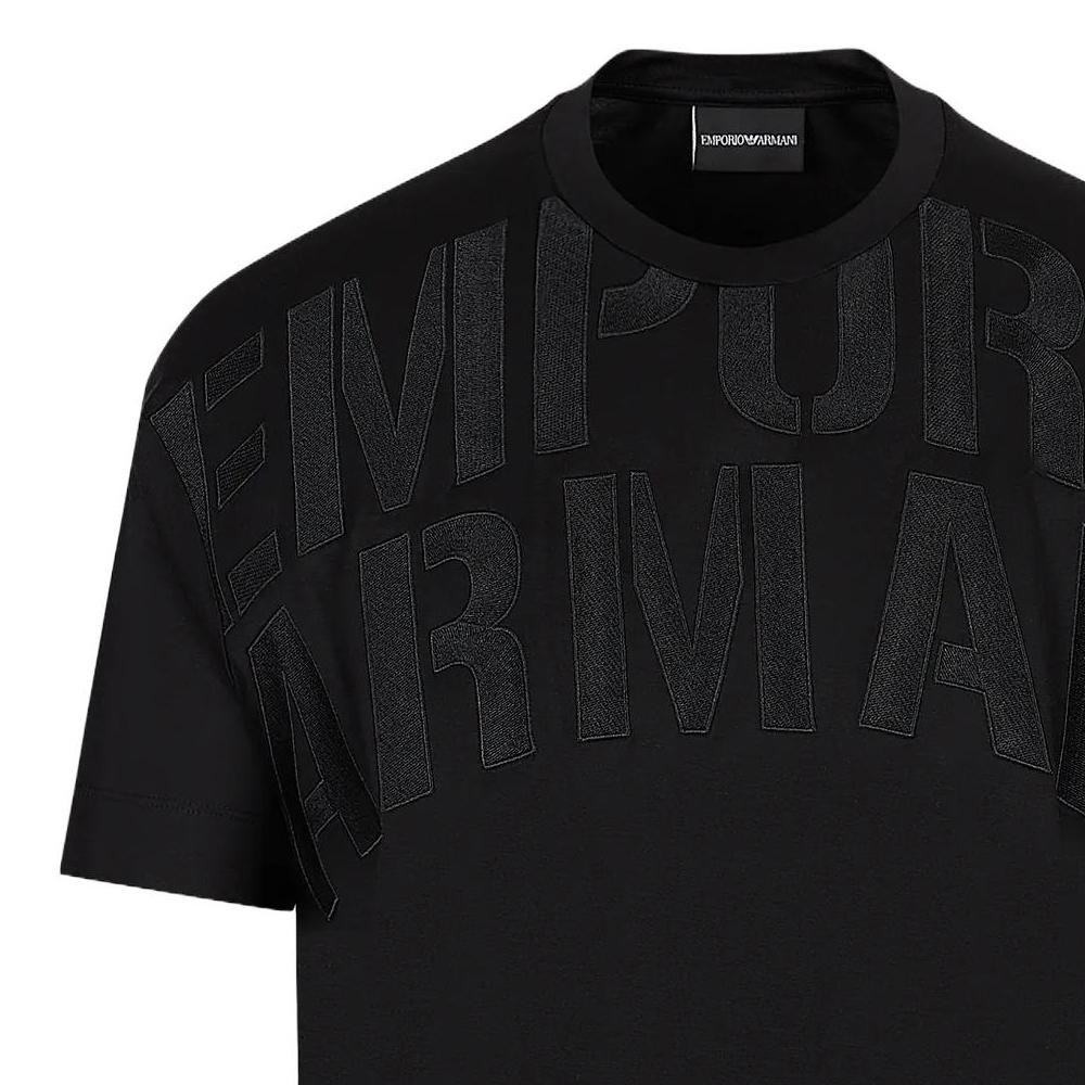 Emporio Armani Letter Logo Printed Round Neck Casual Short Sleeve T-Shirt Men Tops Black 3R1TZ21-JUVZ1-0095