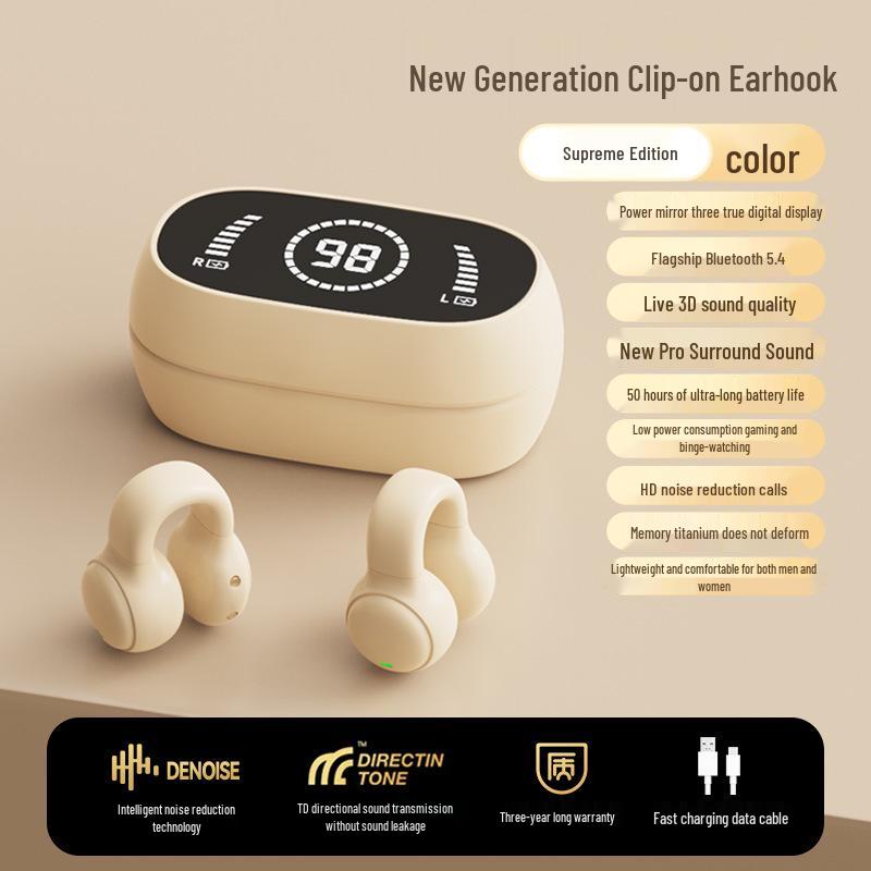 In-Ear Bone Conduction Wireless Bluetooth Headphones 2025 - Ear Clip Style for Men & Women, Sport & Genuine Use