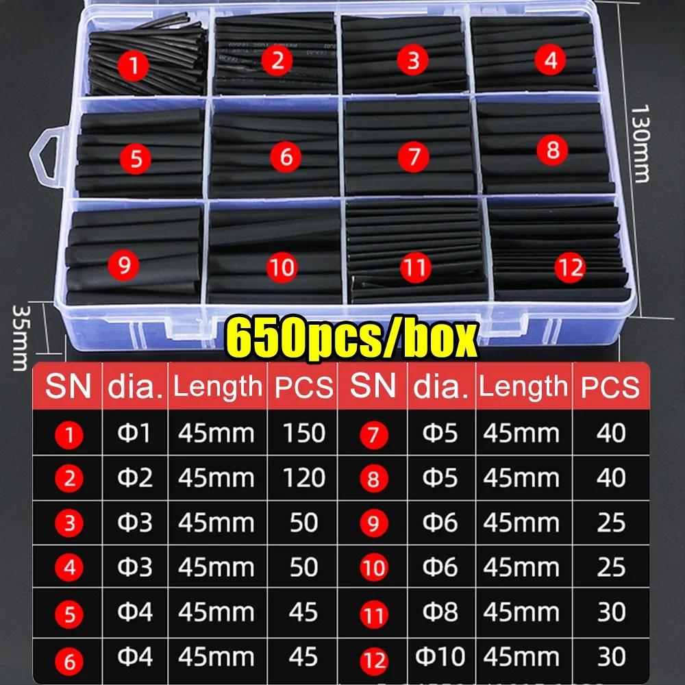 127/164/328/560/650/800PCS Heat Shrink Tube Shrinking Assorted Polyolefin Insulation Sleeving Wire Cable Sleeves Wrap