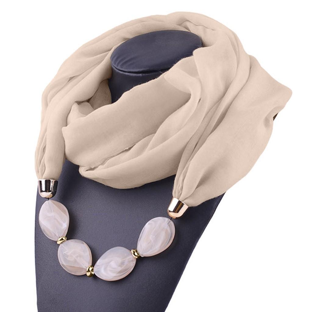 Elegant Women Necklace Pendant Scarf Ethnic Style Cotton Linen, Soft Texture, Versatile Fashion Accessory 180x48 бежевый