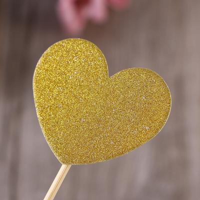 12Pcs Cupcake Picks Glitter Love Hearts Cake Decorating Supplies Assorted Sizes Wedding Birthday Party Favors Garden Shower