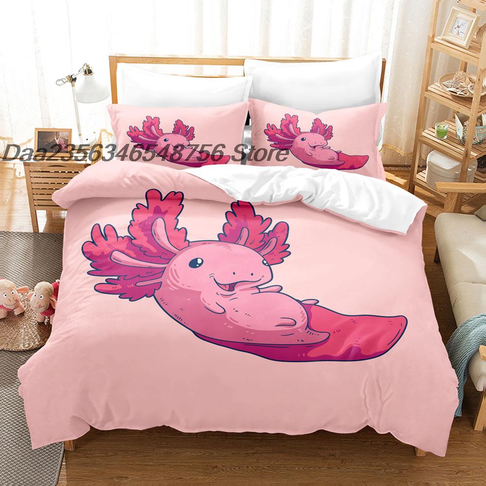 Comforter New Animal Axolotl Bedding Set Single Twin Full Queen King Size Bed Set Aldult Kid Bedroom Duvet Sets Cartoon Bed