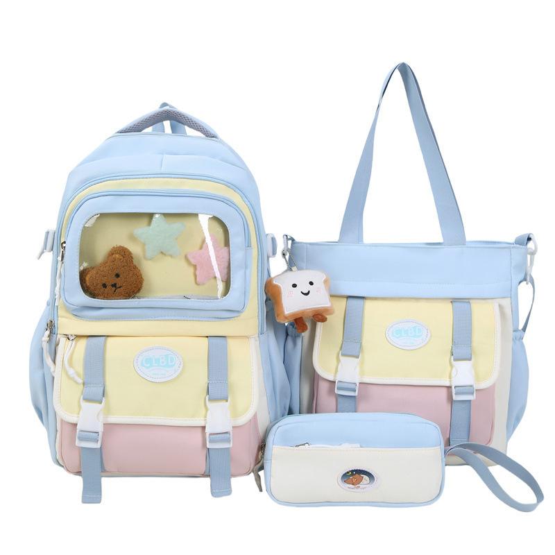 Schoolbag new schoolbag niche design high value three-piece set cute girl backpack large capacity junior high school student backpack