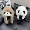 Panda Hat Fashion Imitation Fox Hair Ear Protection Hat Adult Winter Parent-child Trend Furry Hand Embroidery
