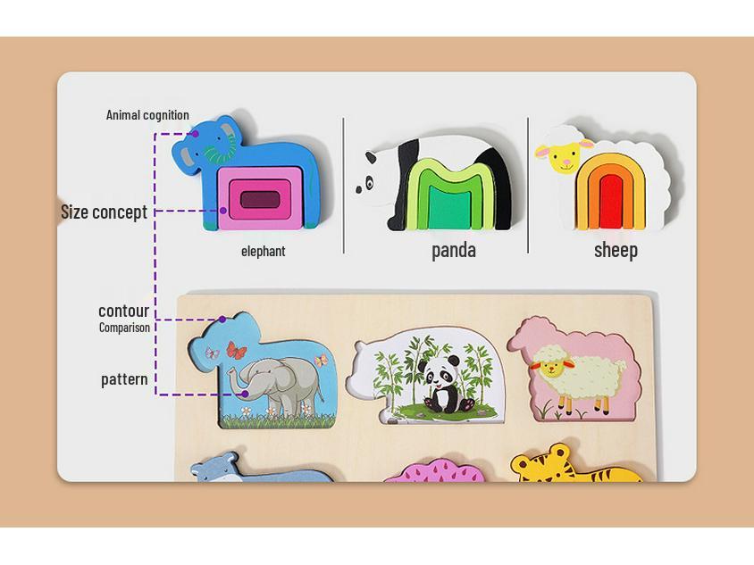 Wooden Geometric Shape Jigsaw Puzzle for Toddlers, Ages 1-3, Early Learning Toy