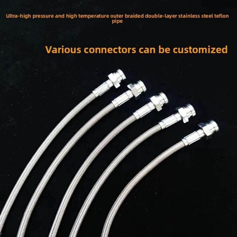 Motorcycle Electric Ultra High Pressure High Temperature Double Layer Stainless Steel Braided Teflon Hose Brake Oil Pipe