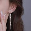Silver Chic Leaf Tassel Long Stud Earrings for Women Fashion Jewelry Minimalist Accessories