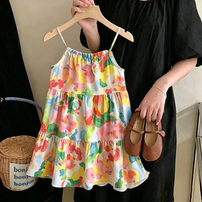 Summer Girls Beach Vacation Strap Dress Kids Clothing